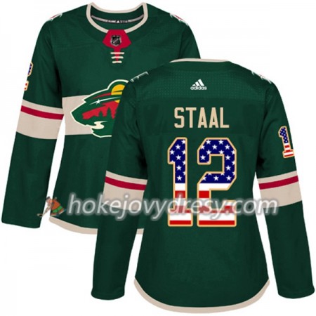 Dámské Hokejový Dres Minnesota Wild Eric Staal 12 2017-2018 USA Flag Fashion Zelená Adidas Authentic